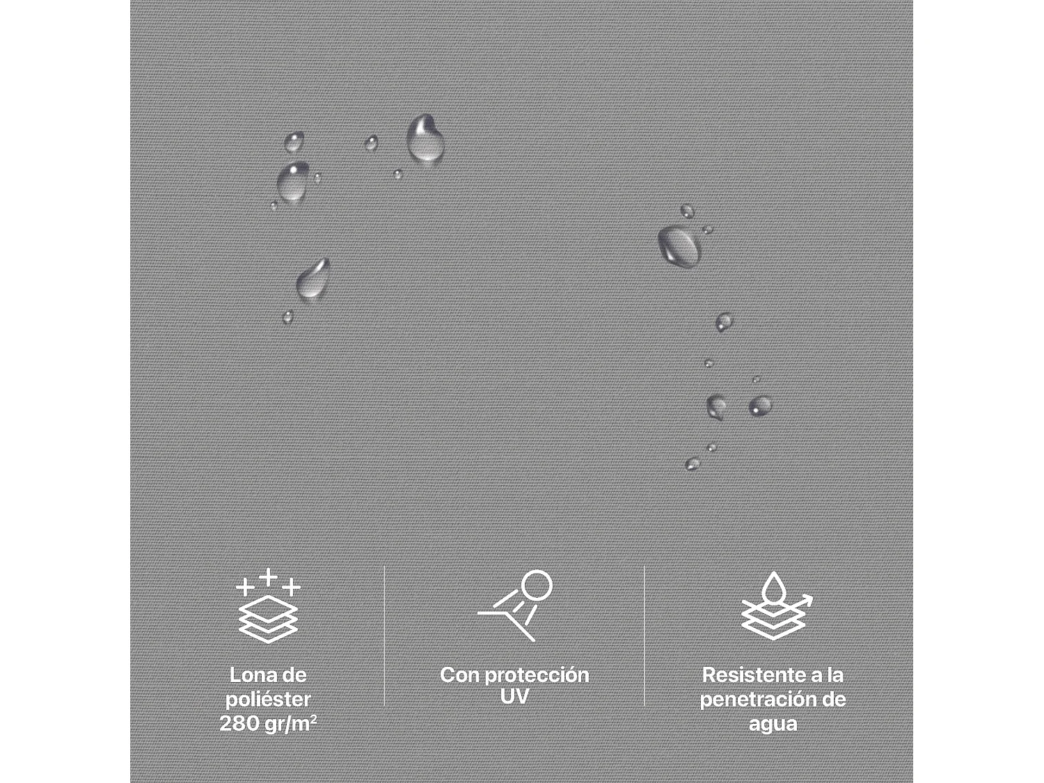 Wasabi - Lona para Toldo de 4x2,5 Gris Poliéster 280 gr/m2 – Resistente al Agua – Protección UV – 383x250cm – Malla Sombreo - Tela Enrollable Repuesto para Toldos