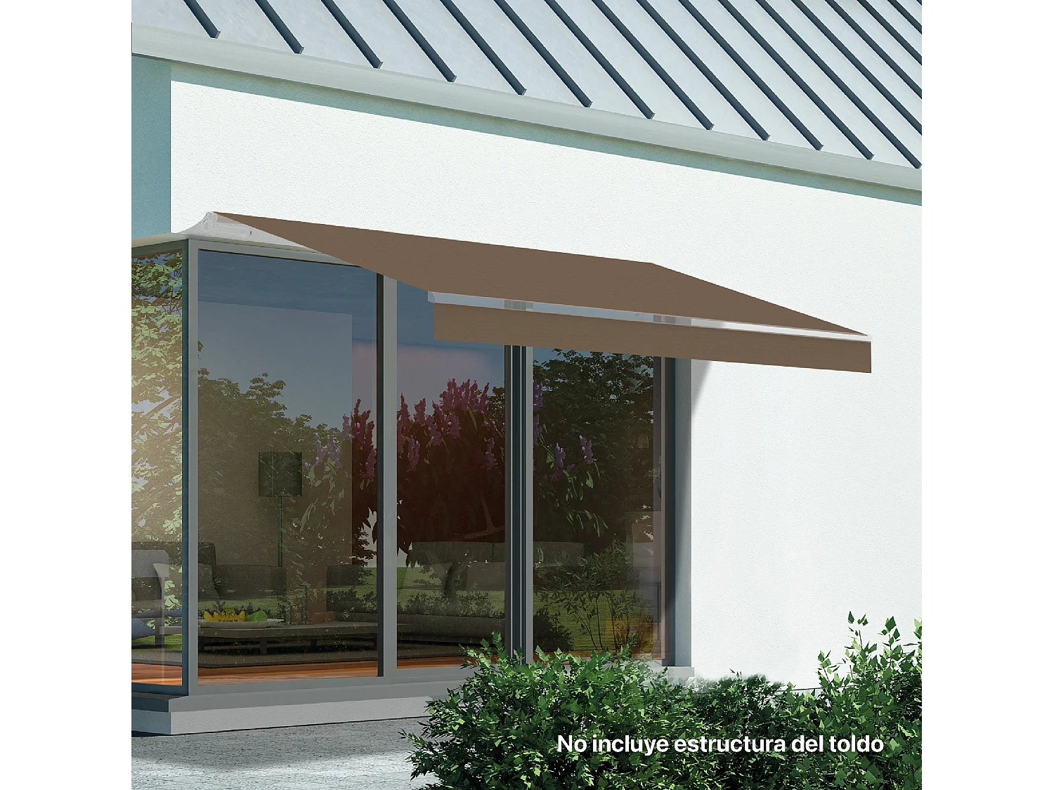 Wasabi - Lona para Toldo de 4x2,5 Topo Poliéster 280 gr/m2 – Resistente al Agua – Protección UV – 383x250cm – Malla Sombreo - Tela Enrollable Repuesto para Toldos