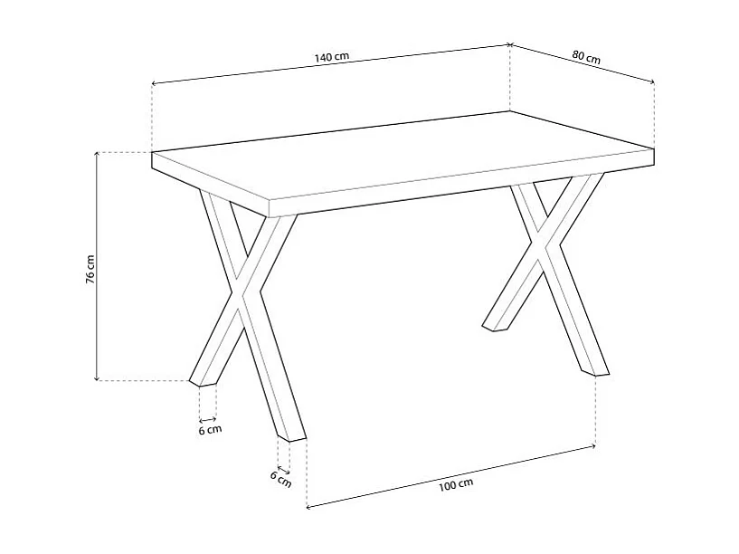 Mesa comedor fija X-Loft roble Nordish/blanco 76x80x140 cm Adec