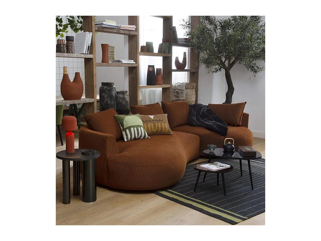 Habitat - Canapé d'angle gauche de forme organique en tissu Copparo - Orange rouille  - Cagliari