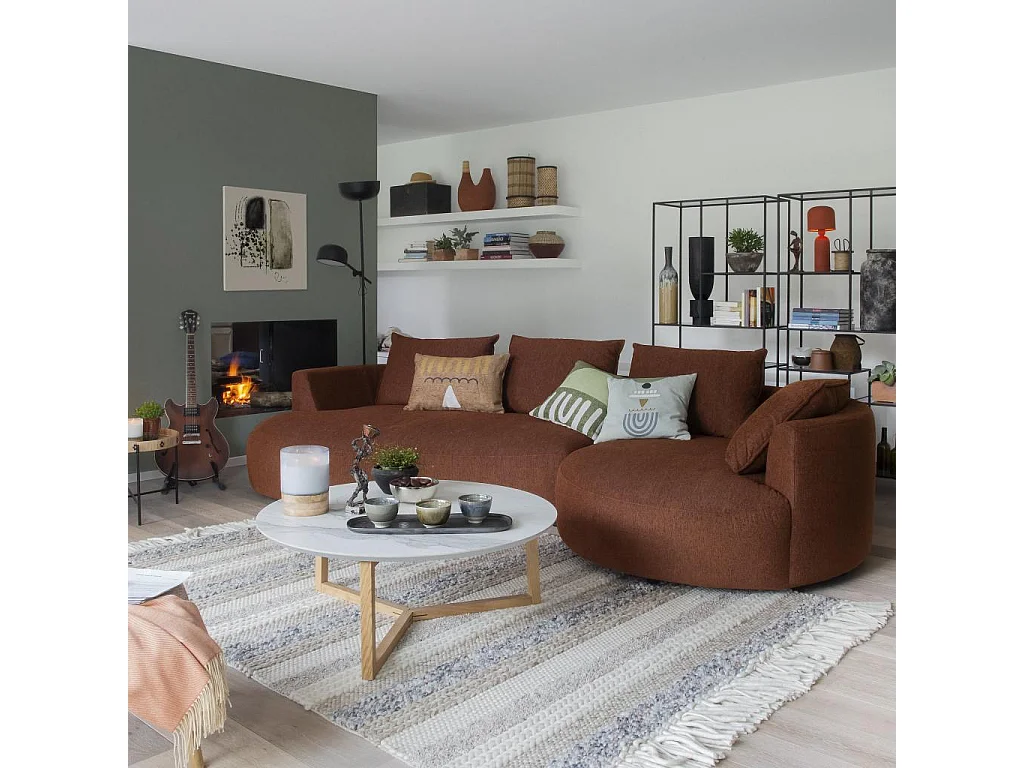 Habitat - Canapé d'angle gauche de forme organique en tissu Copparo - Orange rouille  - Cagliari