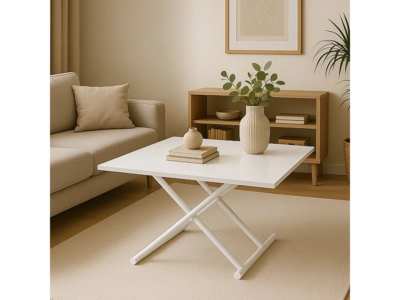 Mesa de centro Up & Down elevable y extensible 4 posiciones blanco 49-76x100x50 cm Adec