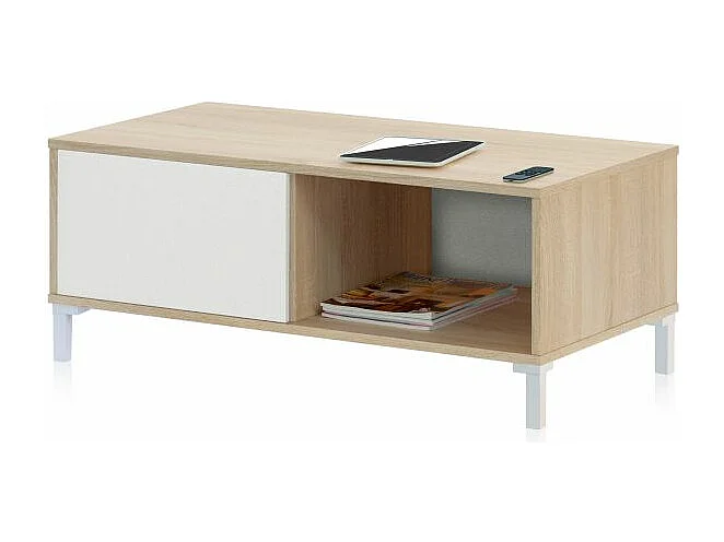 Mesa de centro Lea Blanco Artik (Blanco Mate) - Roble Canadian