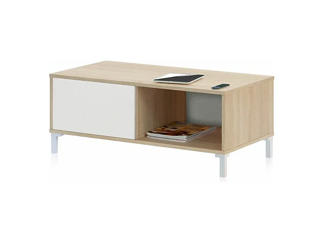 Mesa de centro Lea Blanco Artik (Blanco Mate) - Roble Canadian