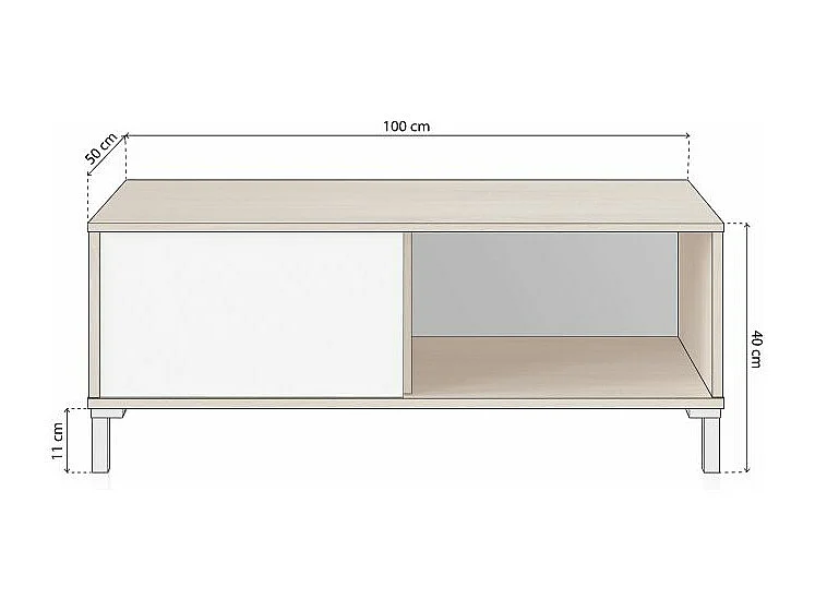 Mesa de centro Lea Blanco Artik (Blanco Mate) - Roble Canadian
