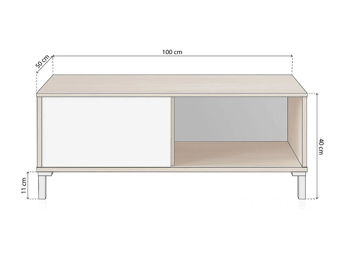 Mesa de centro Lea Blanco Artik (Blanco Mate) - Roble Canadian