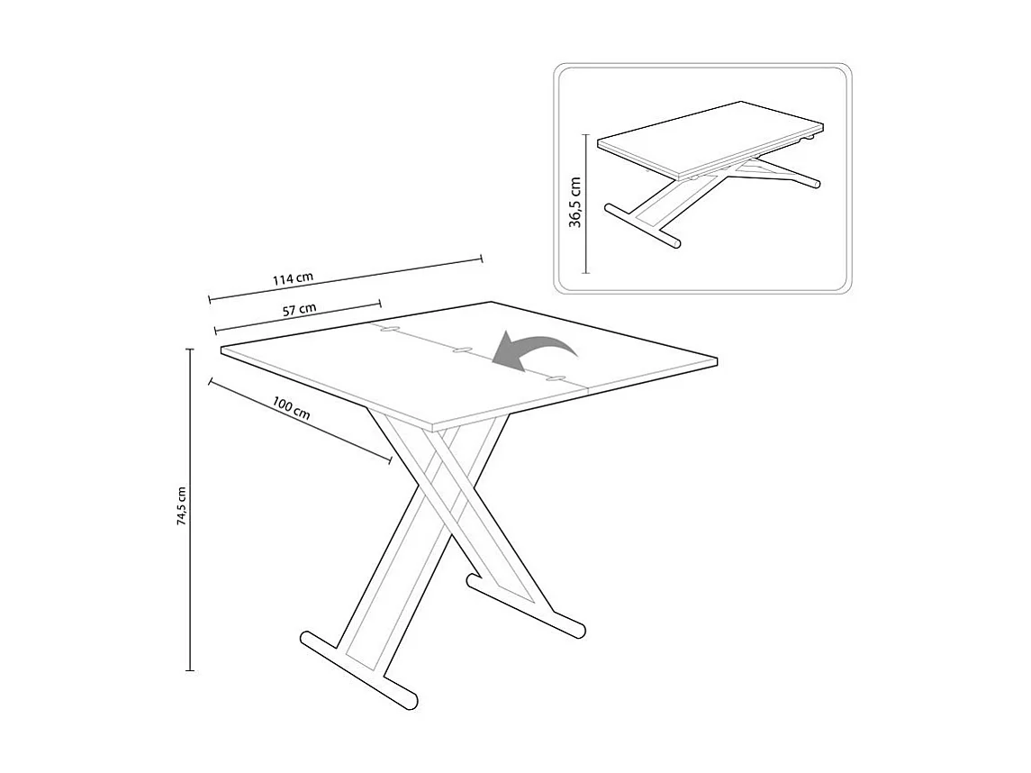 Mesa de centro Up & Down elevable y extensible 4 posiciones nogal/negro 49-76x100x50 cm Adec
