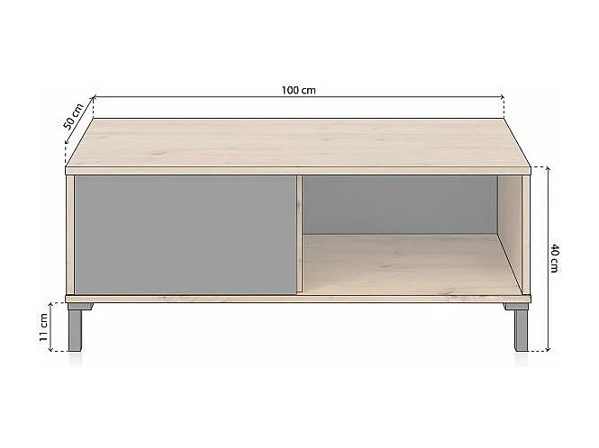 Mesa de centro Lea Gris Antracita - Roble Nodi