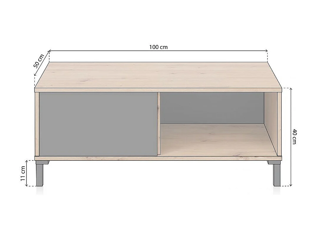 Mesa de centro Lea Gris Antracita - Roble Nodi