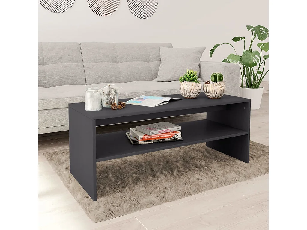 Table basse gris 100x40x40 cm bois d'ingénierie