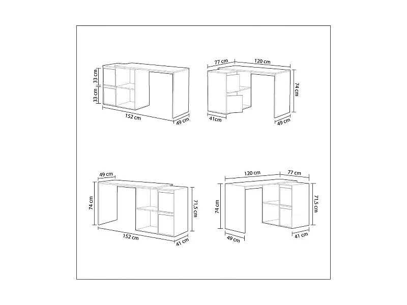 Mesa de escritorio multiposición Spacio Blanco Artik (Blanco Mate)