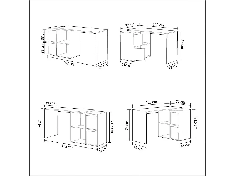 Mesa de escritorio multiposición Spacio Blanco Artik (Blanco Mate)