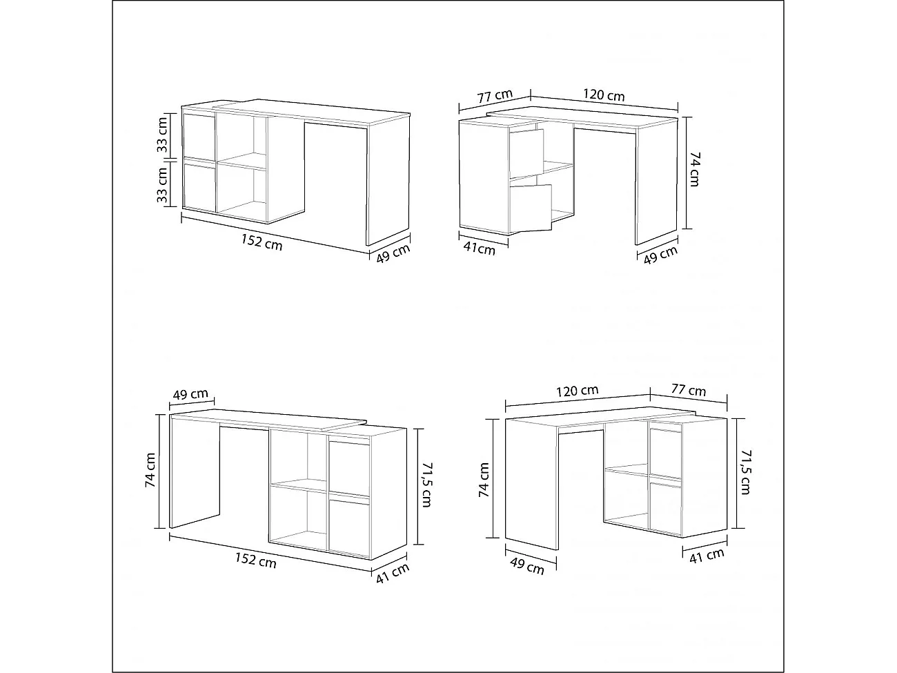 Mesa de escritorio multiposición Spacio Blanco Artik (Blanco Mate)