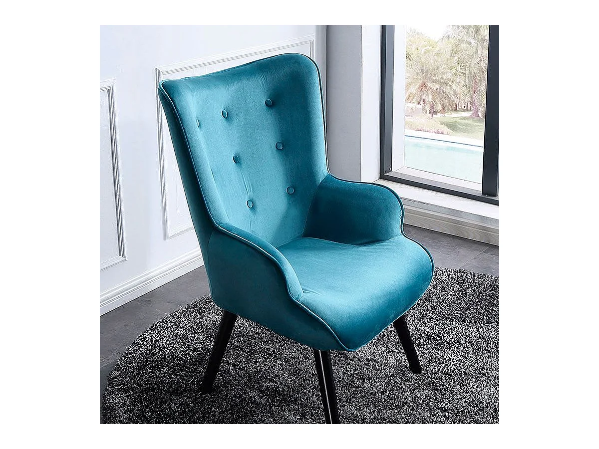 Butaca Voss diseño capitoné aguamarina 95x71x75 cm Adec