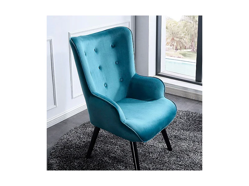 Butaca Voss diseño capitoné aguamarina 95x71x75 cm Adec