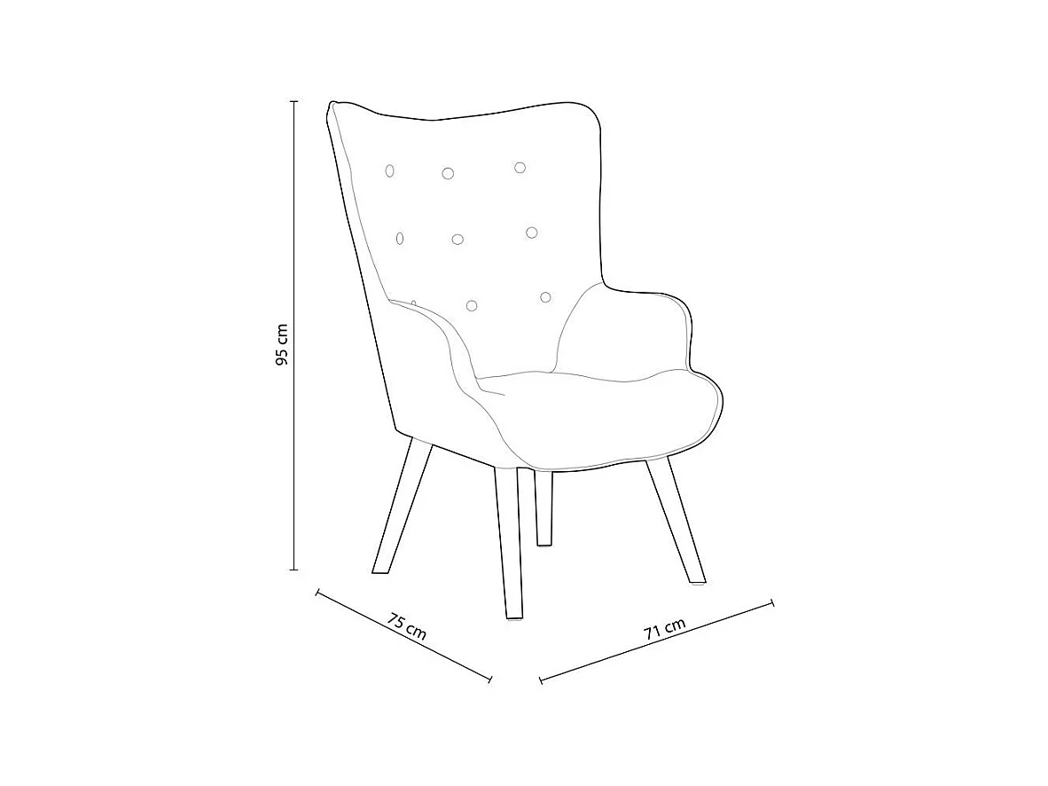 Butaca Voss diseño capitoné aguamarina 95x71x75 cm Adec