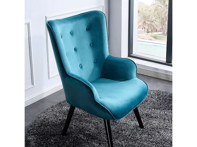 Butaca Voss diseño capitoné aguamarina 95x71x75 cm Adec