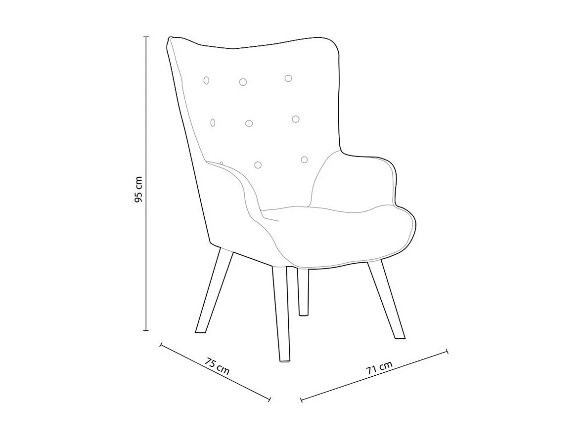 Butaca Voss diseño capitoné aguamarina 95x71x75 cm Adec