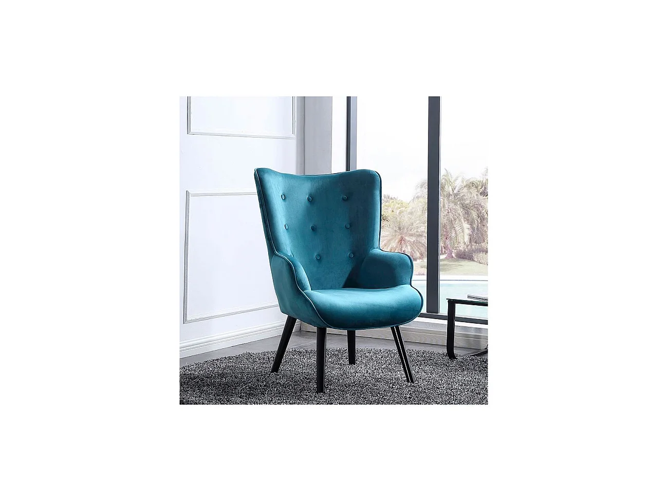 Butaca de estilo nórdico en verde aguamarina 75x71 cm Voss Verde Aguamarina