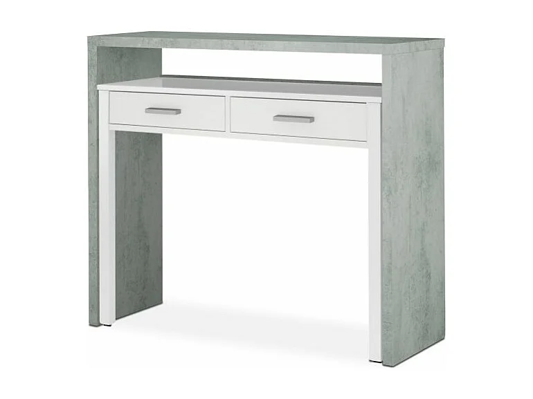 Mesa de escritorio extensible Zira Blanco Artik (Blanco Mate) - Gris Cemento