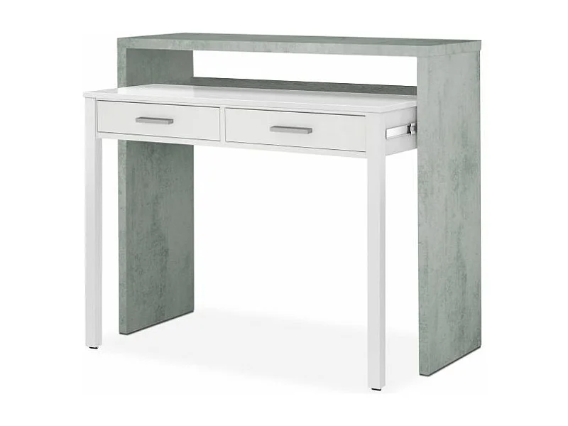 Mesa de escritorio extensible Zira Blanco Artik (Blanco Mate) - Gris Cemento