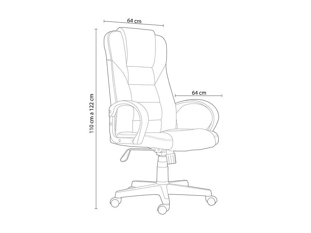 Chaise de bureau gyroscopique en similicuir noir 64x126x55 cm
