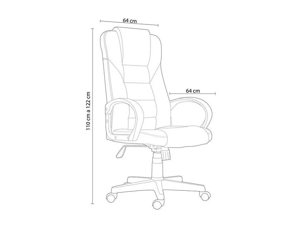 Chaise de bureau gyroscopique en similicuir noir 64x126x55 cm