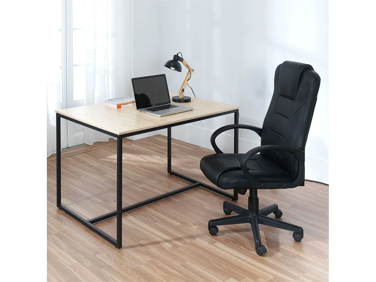 Silla de oficina con altura regulable en negro 110-122x64 cm Lawyer Negro