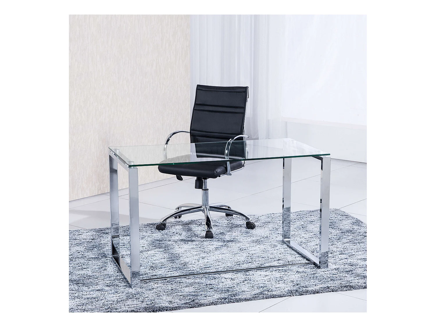 Mesa de escritorio Benetto patas cromadas 75x100x50 cm Adec