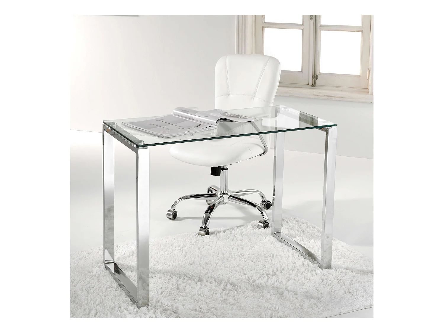 Mesa de escritorio Benetto patas cromadas 75x100x50 cm Adec