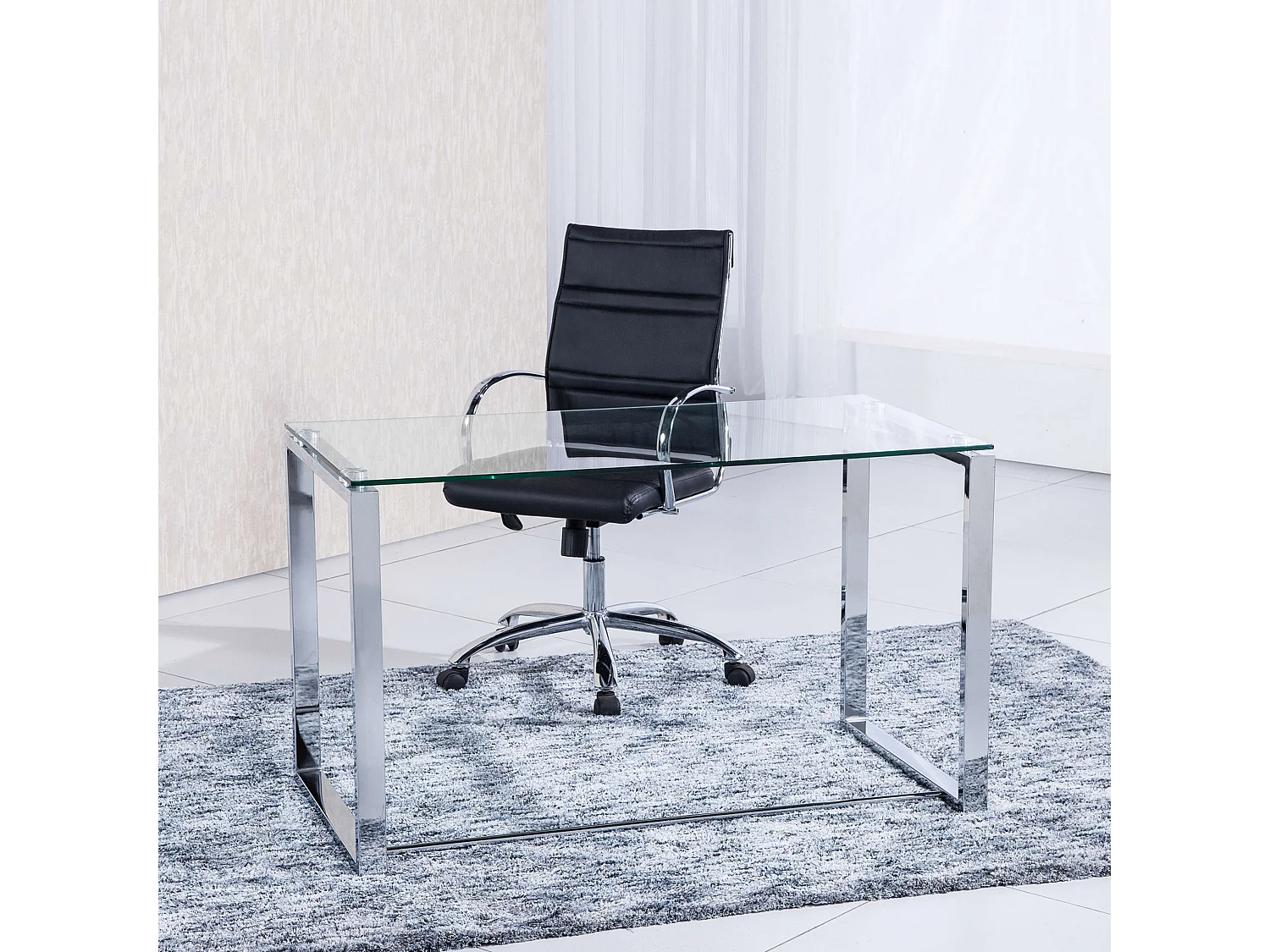 Mesa de escritorio Benetto patas cromadas 75x100x50 cm Adec