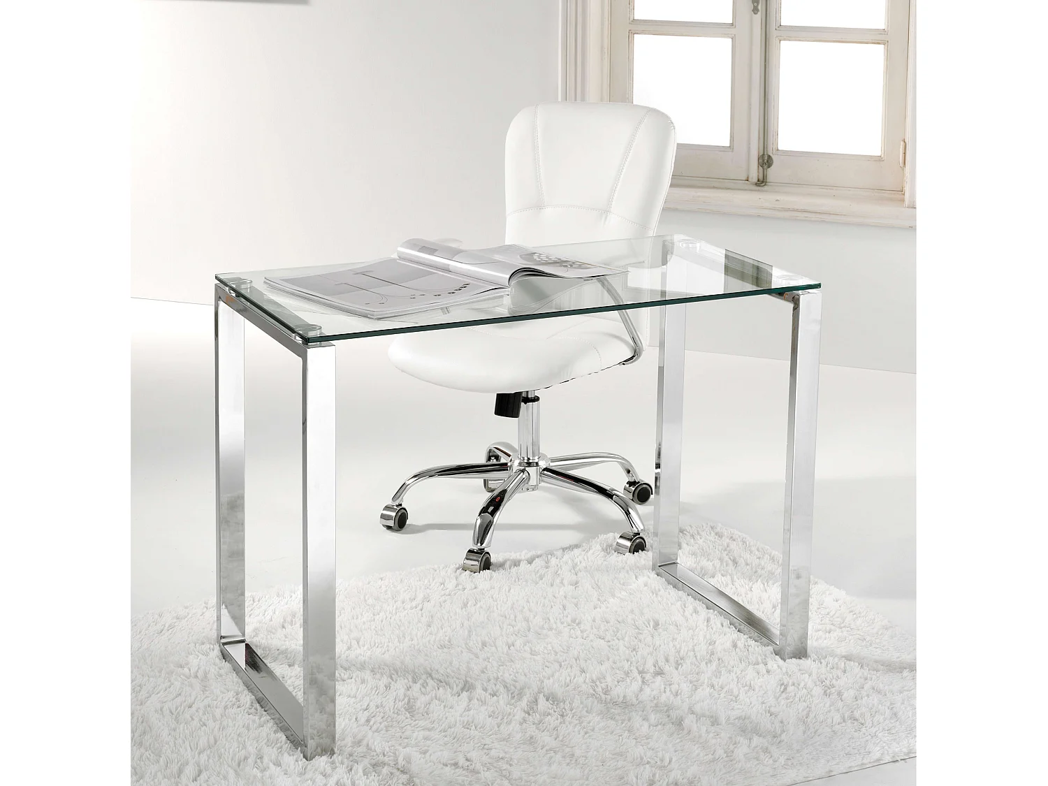 Mesa de escritorio Benetto patas cromadas 75x100x50 cm Adec