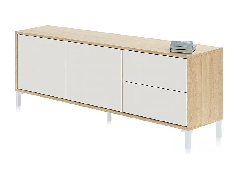 Mueble TV Lea Blanco Artik (Blanco Mate) - Roble Canadian