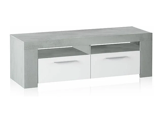 Mueble TV Dara Blanco Artik (Blanco Mate) - Gris Cemento