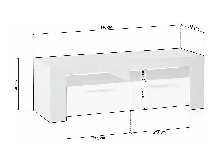 Mueble TV Dara Blanco Artik (Blanco Mate) - Gris Cemento