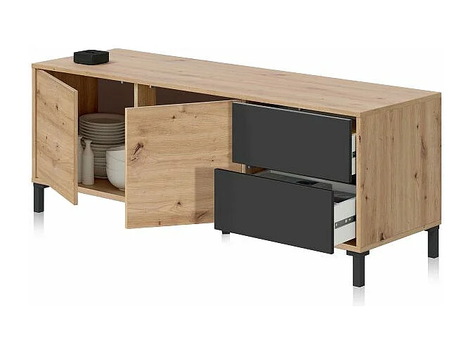 Mueble TV Lea Gris Antracita - Roble Nodi