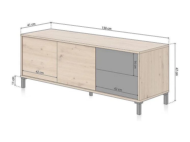 Mueble TV Lea Gris Antracita - Roble Nodi