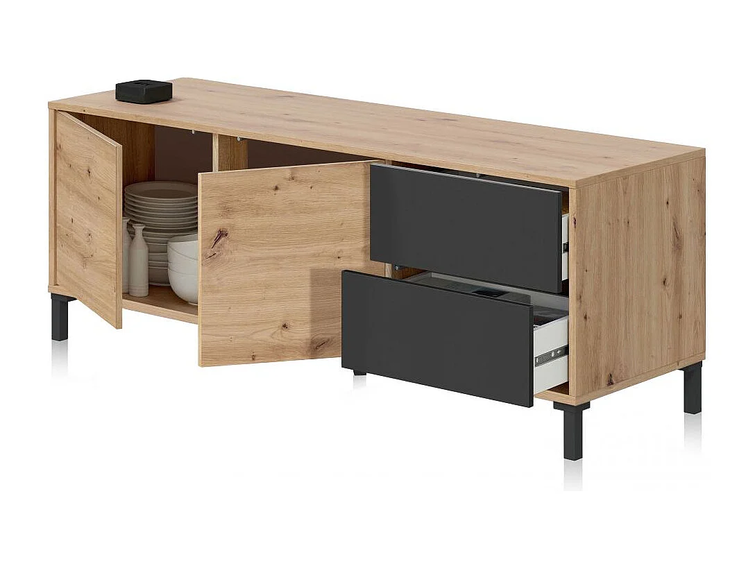 Mueble TV Lea Gris Antracita - Roble Nodi