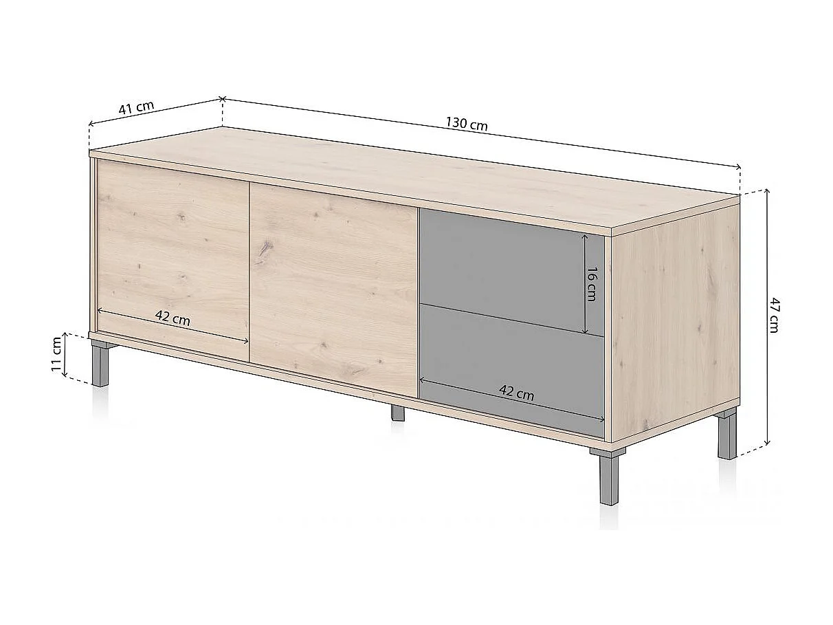 Mueble TV Lea Gris Antracita - Roble Nodi