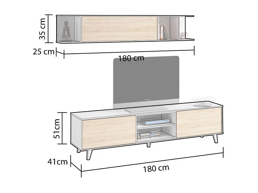 Salón Niva Blanco Brillo - Roble Canadian