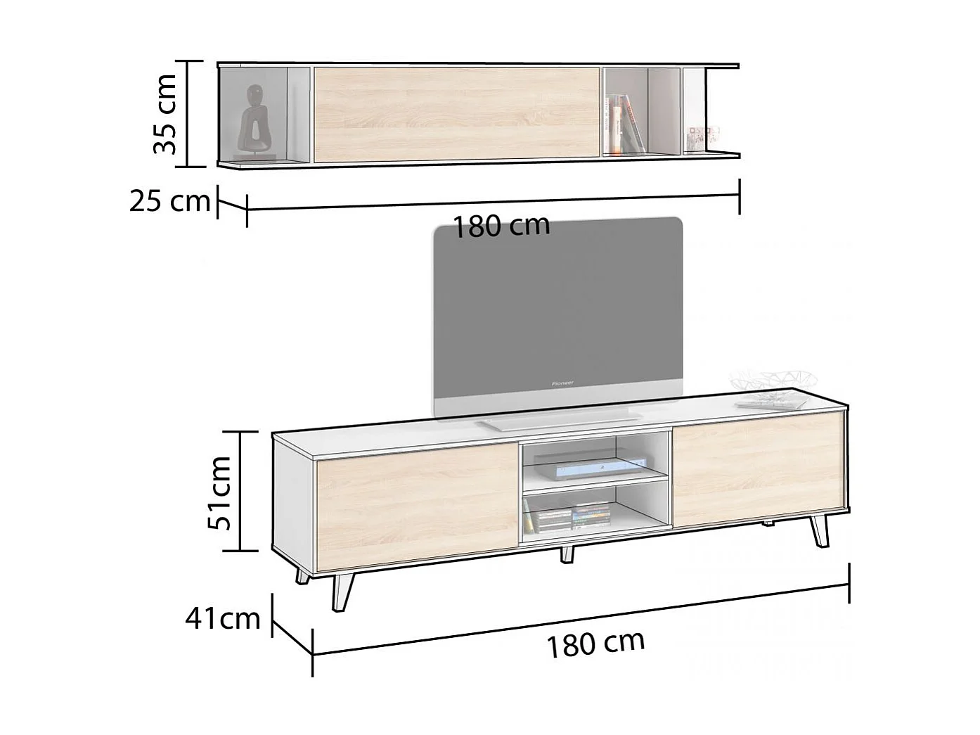 Salón Niva Blanco Brillo - Roble Canadian