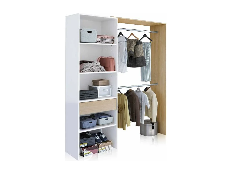 Armario Vestidor Aura Blanco Artik (Blanco Mate) - Roble Canadian