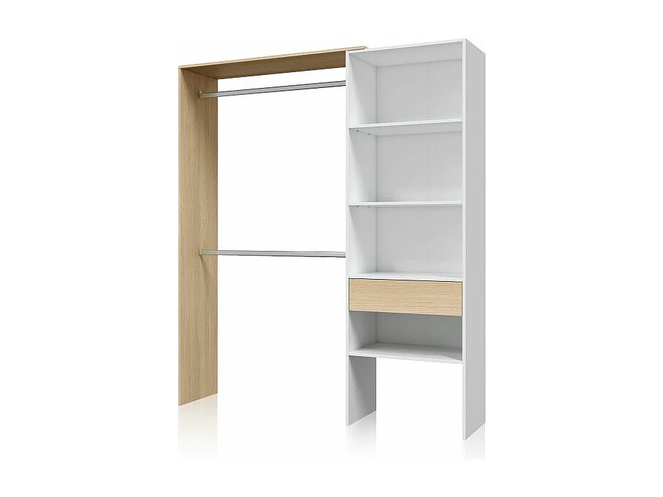 Armario Vestidor Aura Blanco Artik (Blanco Mate) - Roble Canadian