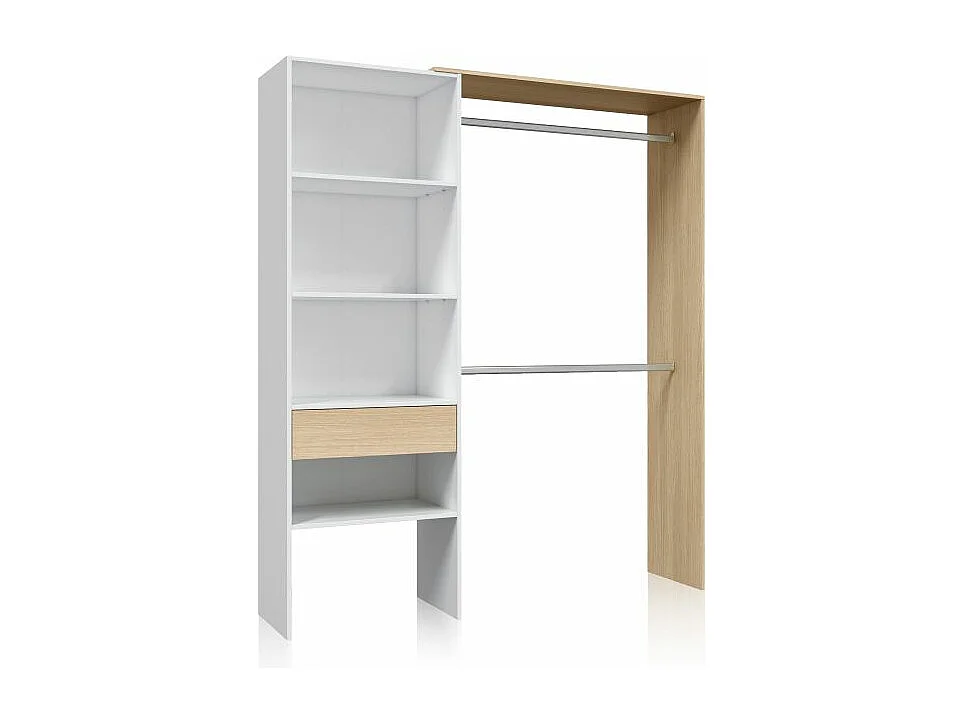 Armario Vestidor Aura Blanco Artik (Blanco Mate) - Roble Canadian