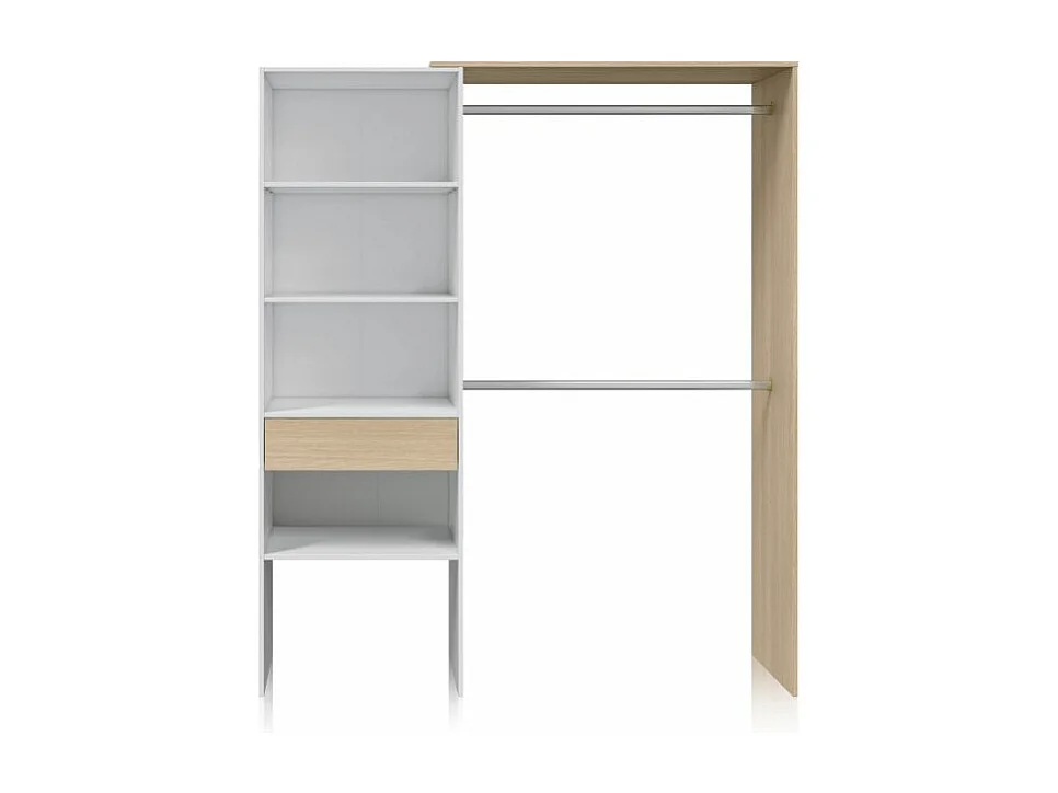 Armario Vestidor Aura Blanco Artik (Blanco Mate) - Roble Canadian