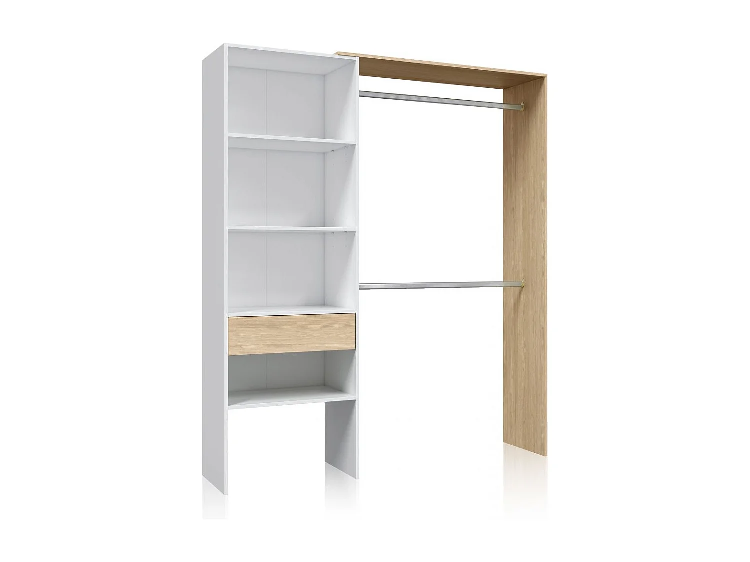 Armario Vestidor Aura Blanco Artik (Blanco Mate) - Roble Canadian