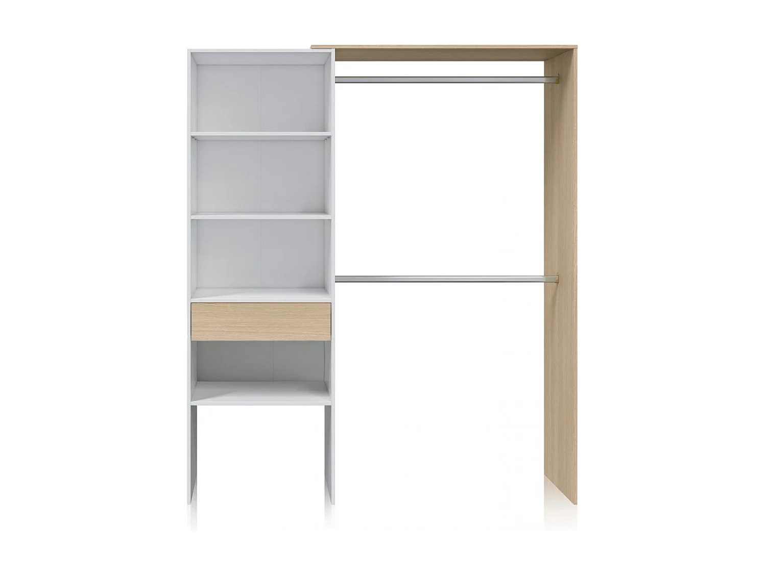 Armario Vestidor Aura Blanco Artik (Blanco Mate) - Roble Canadian