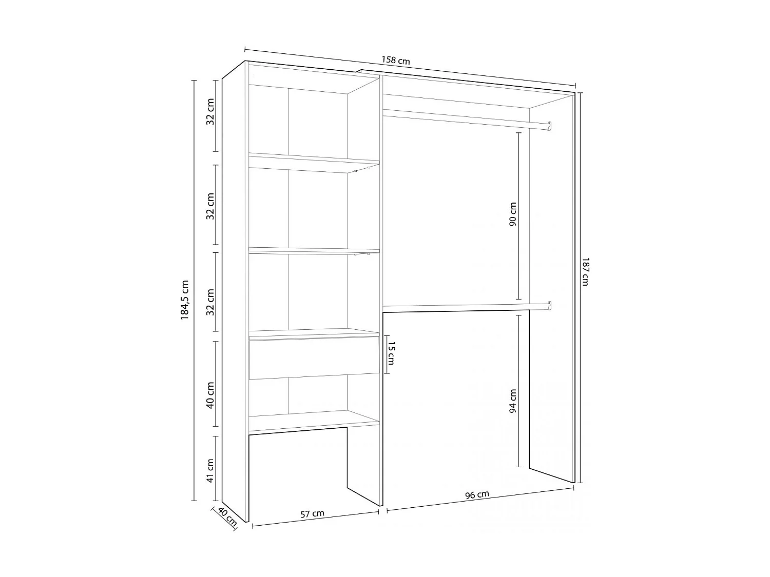 Armario Vestidor Aura Blanco Artik (Blanco Mate) - Roble Canadian