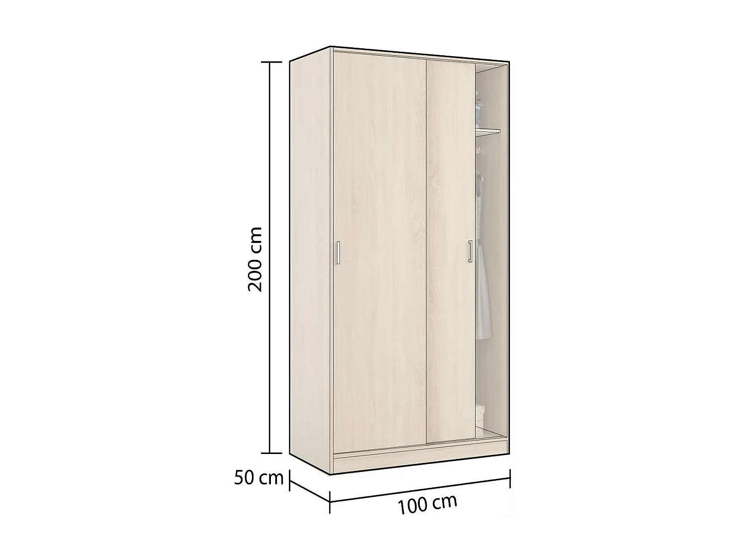 Armario Lenor 2 Puertas Correderas Roble Canadian