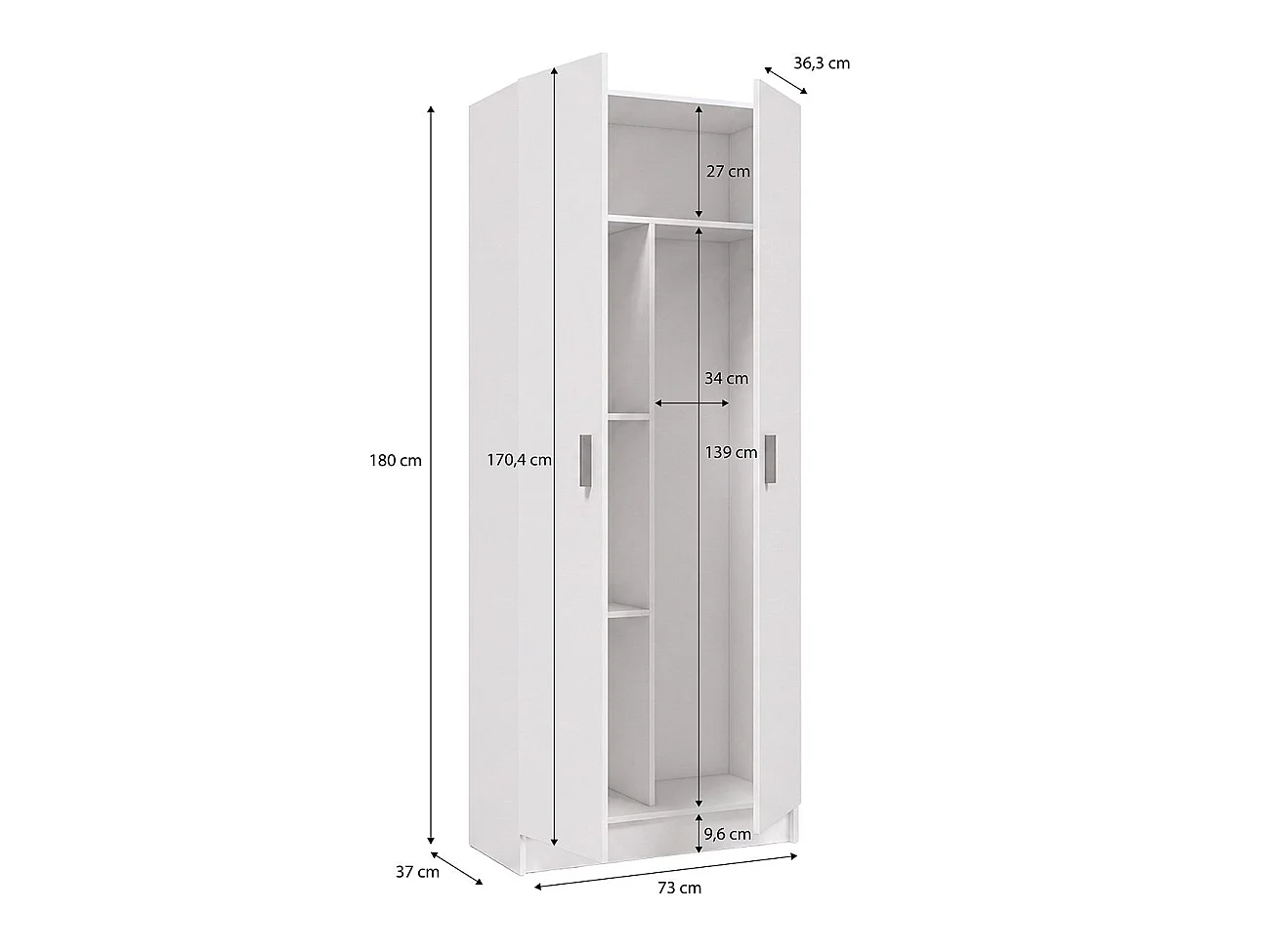 Armário de 2 portas, 73 x 180 cm, Multi Useful Blanco